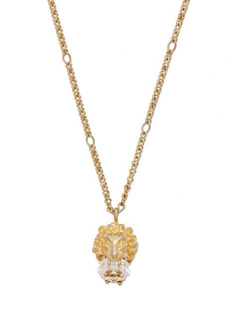 gucci lion crystal necklace|Gucci interlocking chain.